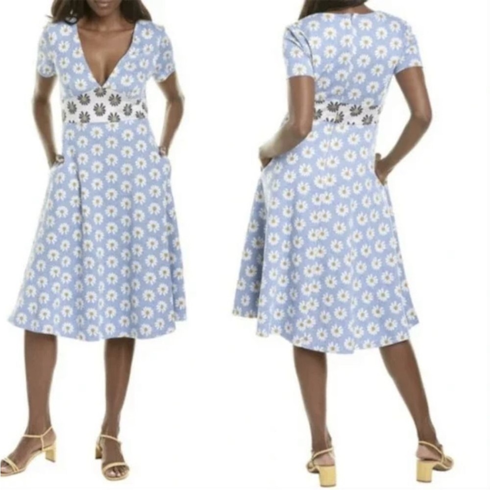 Hutch Daisy V-Neck Short Sleeve MIDI Dress Floral Casual XL